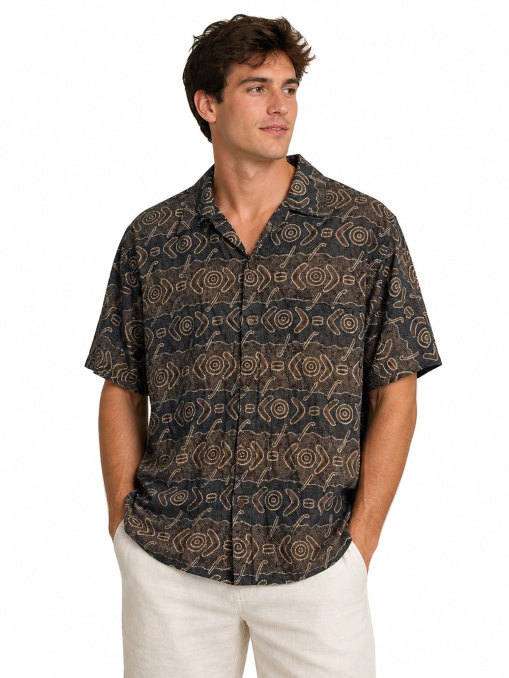 Vintage 90s Patagonia Hawaiian Tribal Pattern Button Front Cotton Shirt Medium